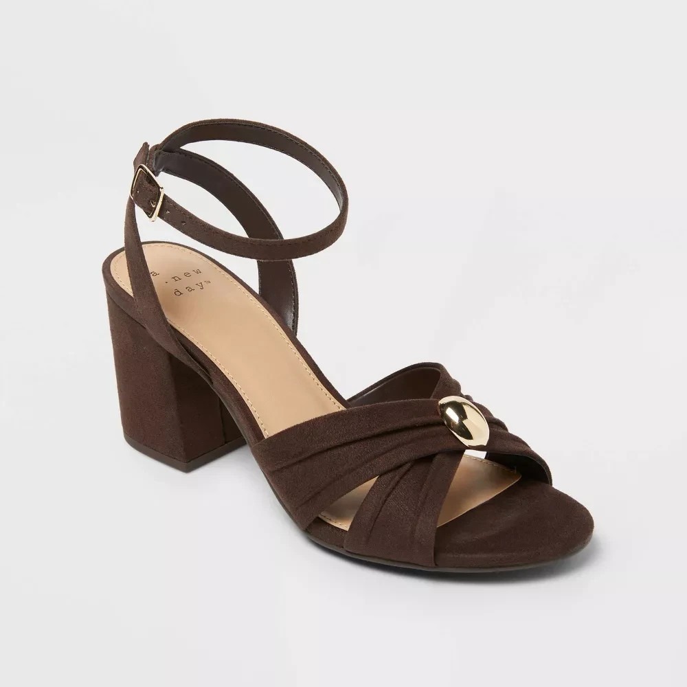 Women's Strappy Peep Toe Heels  A New Day Bibi Brown Size 8 New in Box